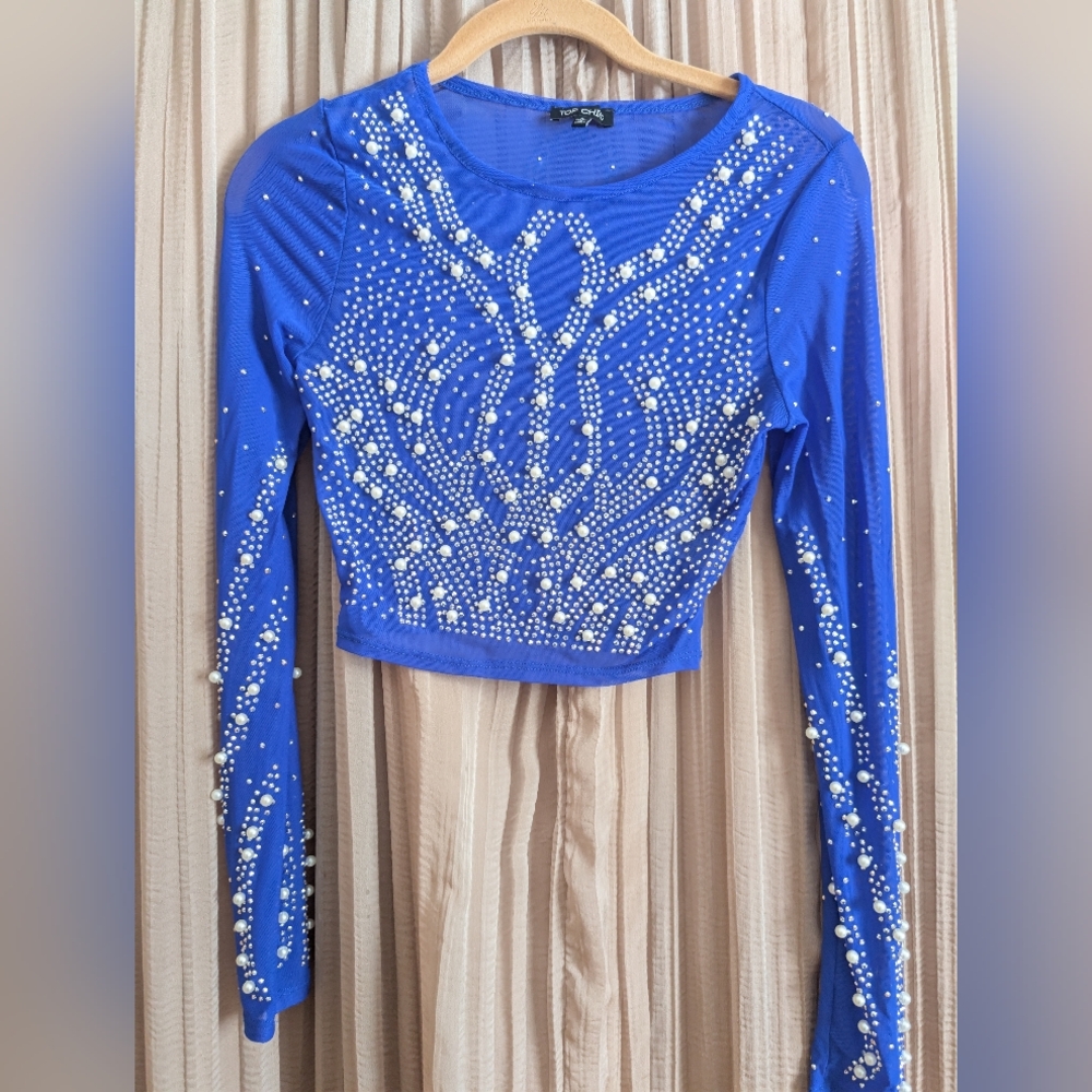 Royal Blue Sheer Crop Top